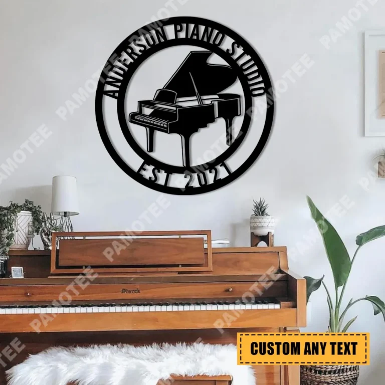 Customized Name And Date Piano Metal Sign, Piano Shop Decoration