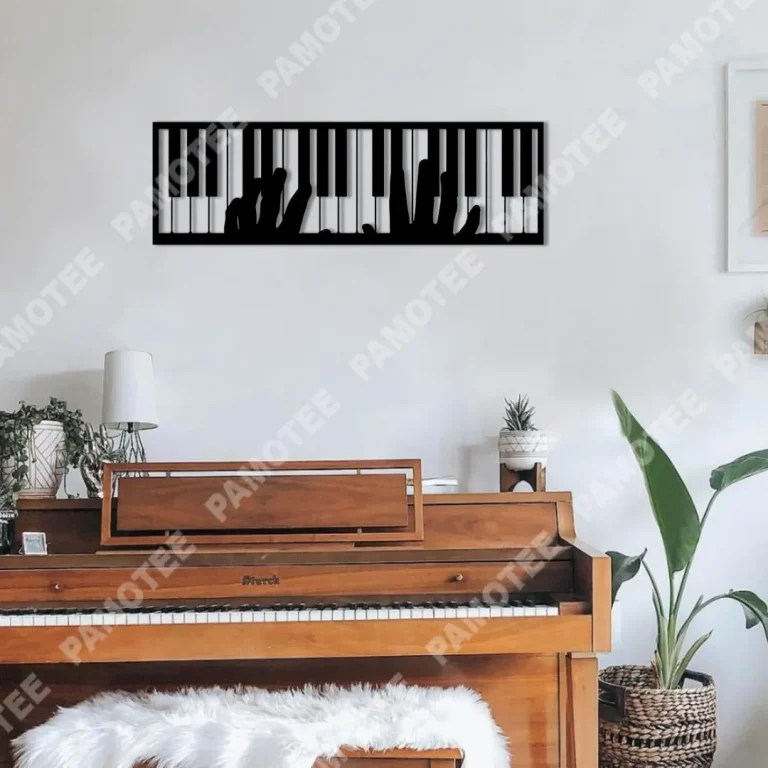 Hands Playing Piano Metal Sign, Living Room Wall Decor For Piano Player