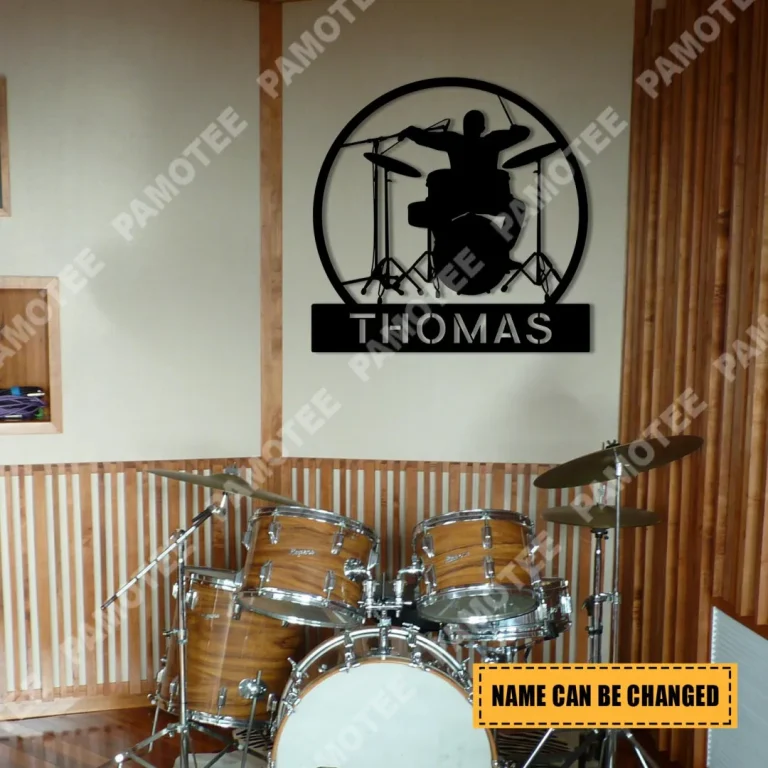 Personalized Drummer Male Metal Sign, Steel Gift For Drum Lovers