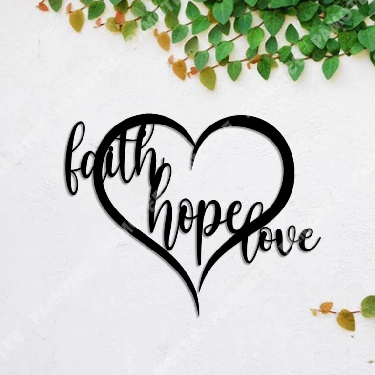 Faith, Hope, Love In Heart Jesus Christ Metal Sign, Christian Steel Gift