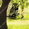 Owl On Branch Tree Metal Art, Steel Garden Decoration