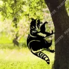 Funny Raccoon Tree Metal Art, Garden Metal Decor