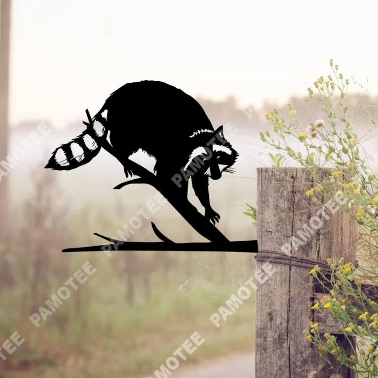Raccoon Tree Metal Sign, Housewarming Raccoon Steel Plaque