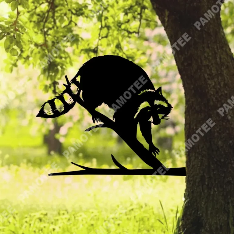 Raccoon Tree Metal Sign, Housewarming Raccoon Steel Plaque