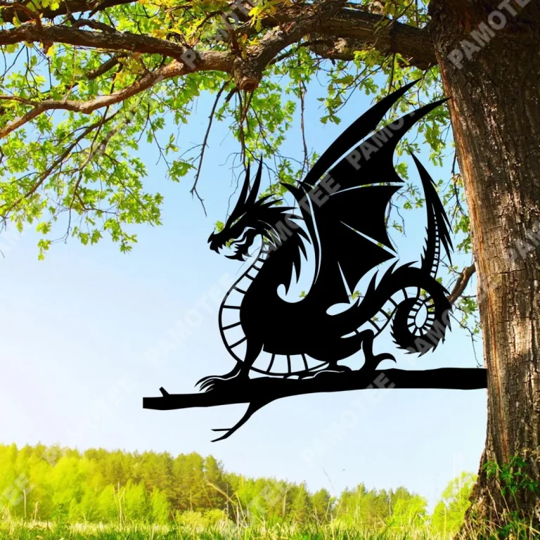 Dragon Tree Metal Art, Garden Stake, Outdoor Decor