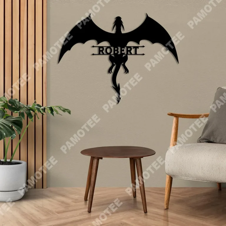 Personalized Flying Dragon Metal Art, Steel Plaque, Boys Room Decor