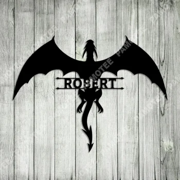 Personalized Flying Dragon Metal Art, Steel Plaque, Boys Room Decor