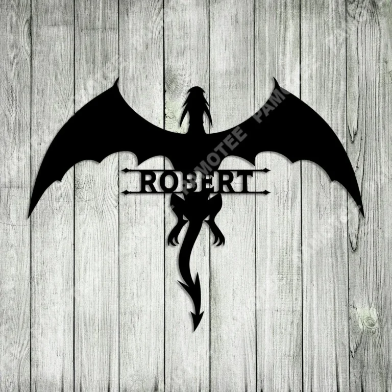 Personalized Flying Dragon Metal Art, Steel Plaque, Boys Room Decor