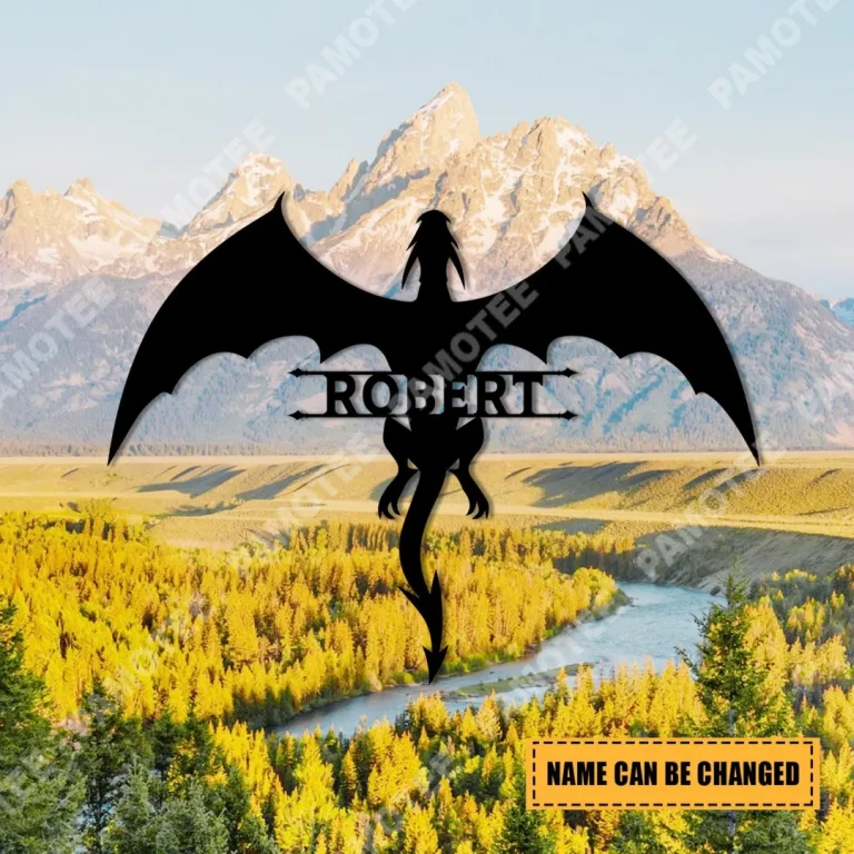 Personalized Flying Dragon Metal Art, Steel Plaque, Boys Room Decor