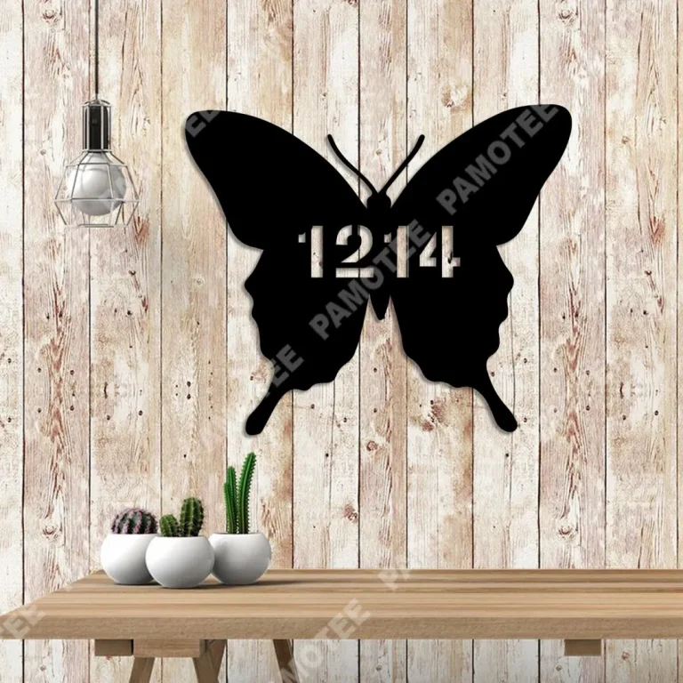 Customized Address Butterfly Metal Art, Door Hanging, Mother's Day Gift