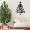 Merry Christmas Tree Metal Sign Monogram, Living Room Steel Plaque