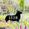 Custom Address Number Corgi Dog Metal Yard Sign, Front Door Steel Sign, Gift For Corgi Lovers