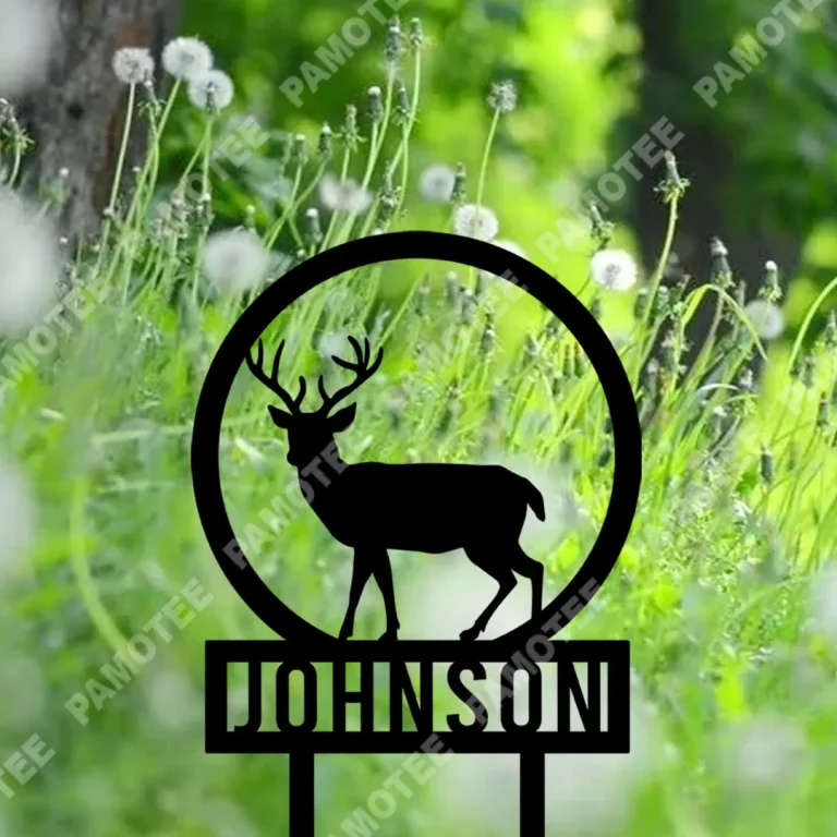 Custom Name Deer Metal Sign, Hunting Yard Sign, Laser Cut Art