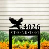 Personalized Street Name Hawk Metal Sign, Front Door Sign