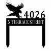 Personalized Street Name Hawk Metal Sign, Front Door Sign