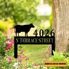 Customized Address Cow Metal Yard Sign, Cattle Barn Steel Art, Farm Metal Sign