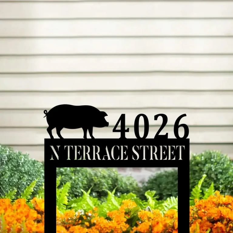 Custom Address Pig Metal Art, Farm Steel Sign, Ranch Decor