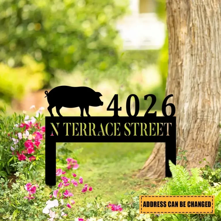 Custom Address Pig Metal Art, Farm Steel Sign, Ranch Decor