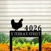 Customized Address Number Chicken Metal Sign, Hen Sign, Farmhouse Steel Art