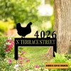 Customized Address Number Chicken Metal Sign, Hen Sign, Farmhouse Steel Art