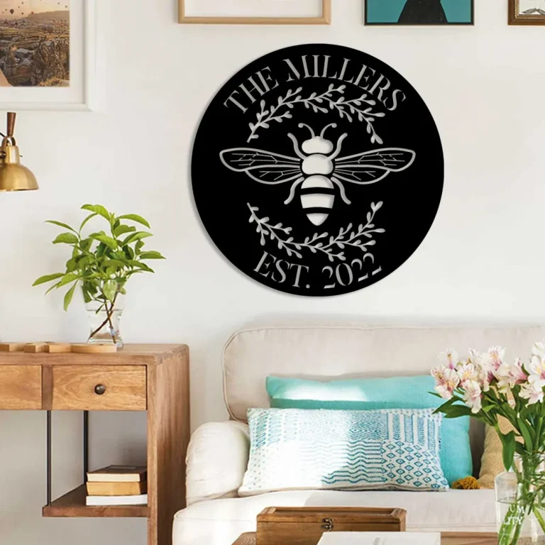 Personalized Name Bee Metal Sign, Porch Steel Art, Mother's Day Gift