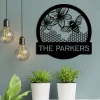 Custom Floral Beehive Metal Sign, Honeycomb Metal Art