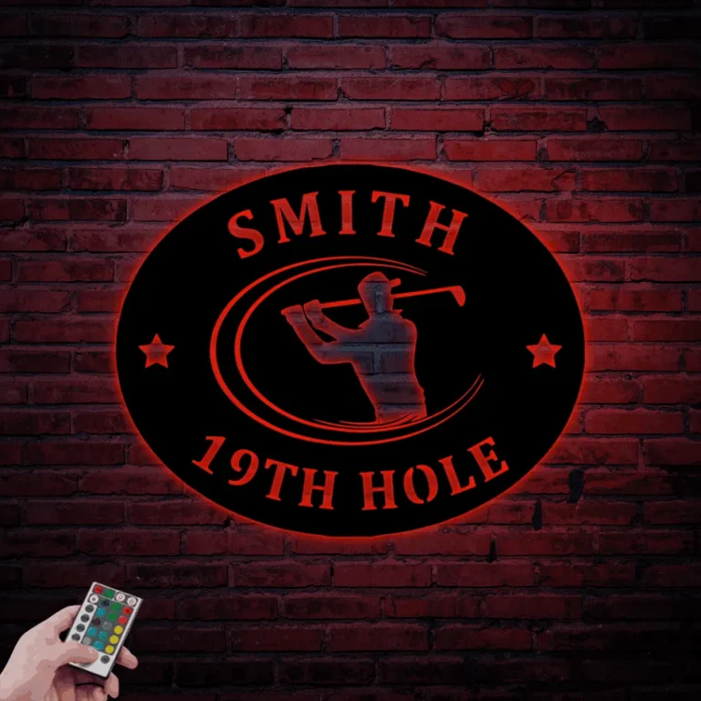 19th Hole Led Lights Metal Sign, Golf Gifts For Men, Personalized Golf Sign, Golf Mancave Sign, Golfer Gifts, Boyfriend Gift, Husband Gift, Dad Gift