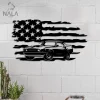 Flag Muscle Car Antique Old Classic Retro Transport Automobile Auto Wall Art, Flag Car Design Metal Wall Hanging Decor