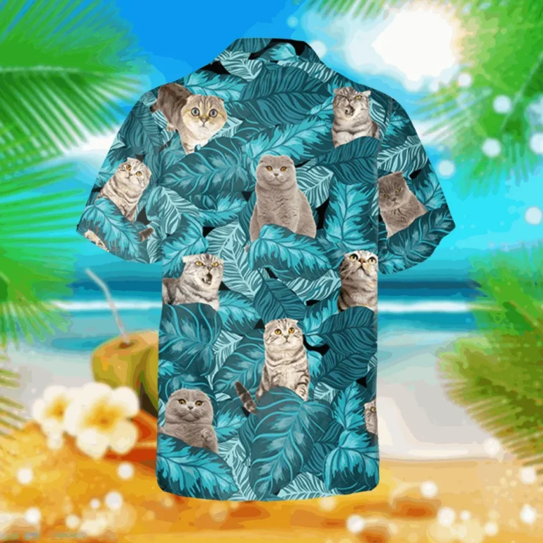 Funny Scottish Fold Cat Hawaiian Shirt, Cat Dad Shirts, Aloha Shirt For Mens, Womens