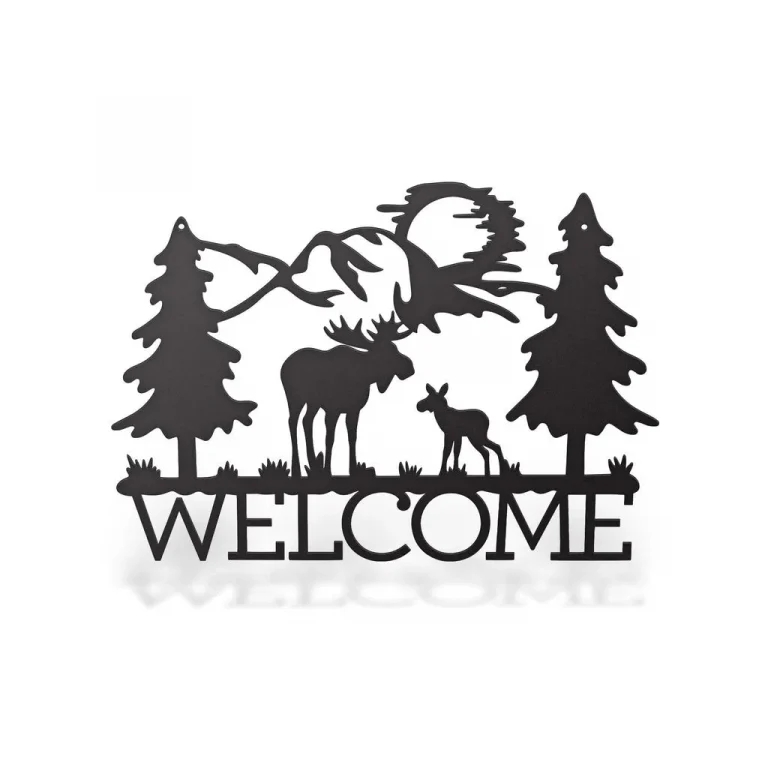 Metal Welcome Moose Sign Cut Metal, Metal Art Wall Decor, Cut Wall Hanging, Home Decoration, Home Gift