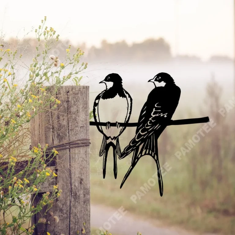 Couple Swallow Birds Metal Art, Tree Stake, Outdoor Decor