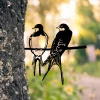 Couple Swallow Birds Metal Art, Tree Stake, Outdoor Decor