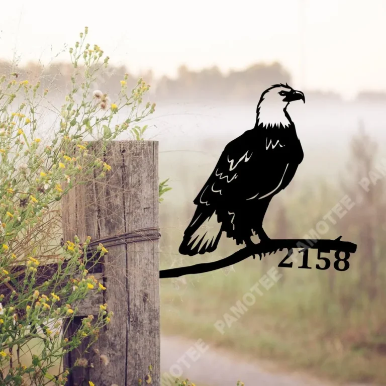 Custom Address Bald Eagle Metal Tree Stake, Father's Day Gift