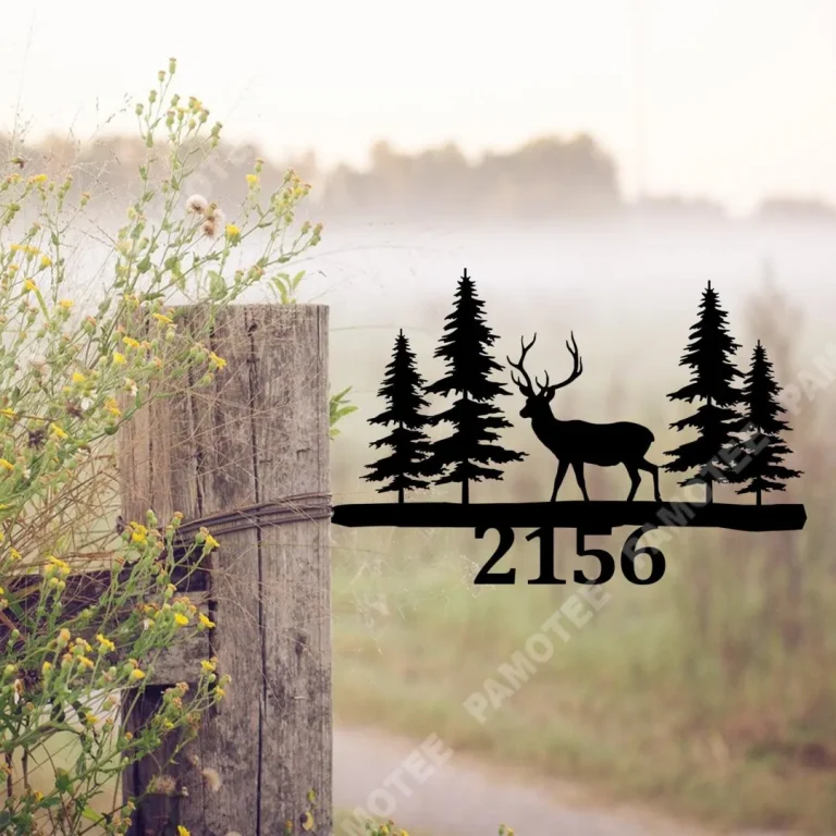 Custom Address Number Deer Hunting Metal Tree Stake, Cabin Sign