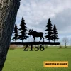 Customized Address Moose Metal Tree Stake, Deer Steel Sign, Fathers Day Gift