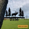 Personalized Elk Deer Metal Tree Stake, House Number, Hunting Art