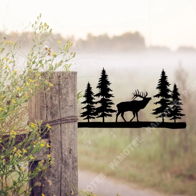 Elk Metal Tree Stake, Mountain Steel Art, Gift For Him