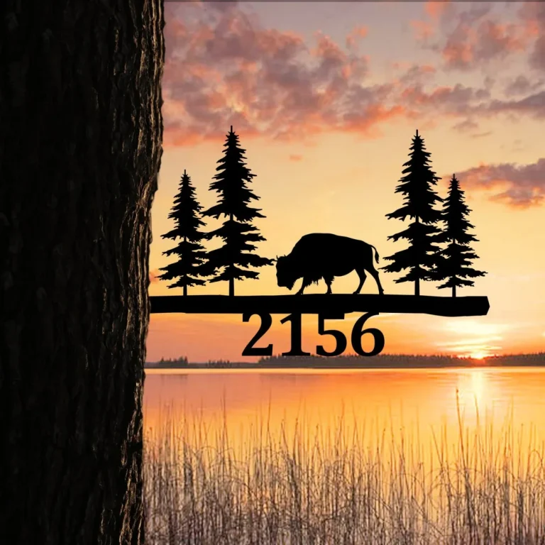 Customized Address Bison Metal Tree Stake, Deer Wedding Gift