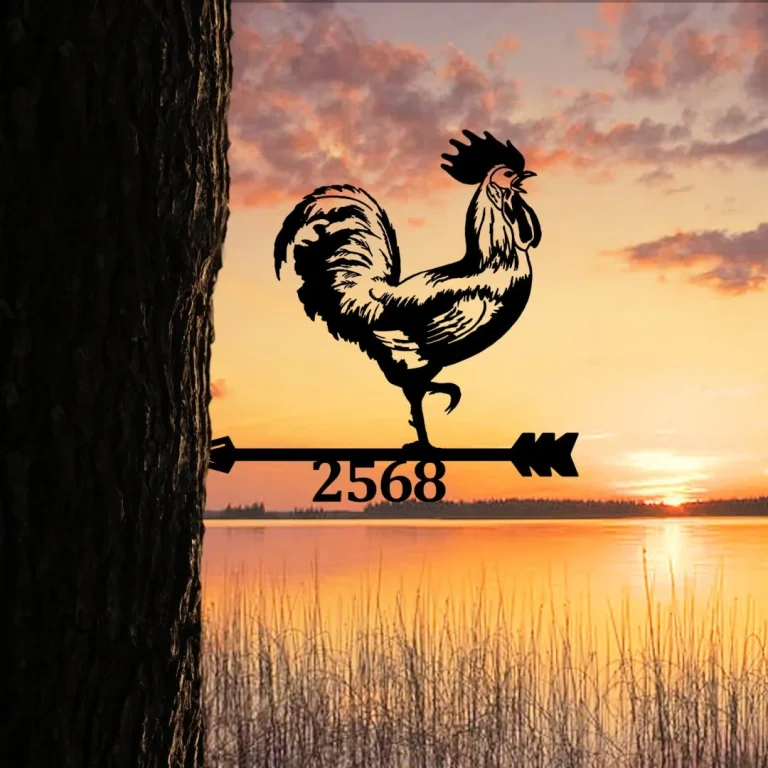 Customized Rooster Tree Stake, Chicken Metal Sign, Farm Decor