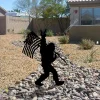 Bigfoot Say Hi American Flag Metal Yard Sign, Bigfoot Camping Metal Art
