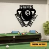 Customized 8 Ball Billards Metal Sign Monogram, Billards Room Decor