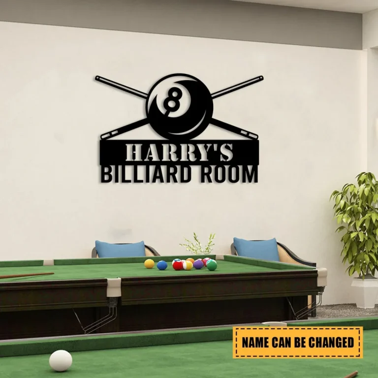 Custom Name Billards Metal Art, Man Cave Decor