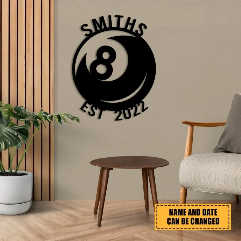 Customized Name And Est Date Billards Ball Metal Sign