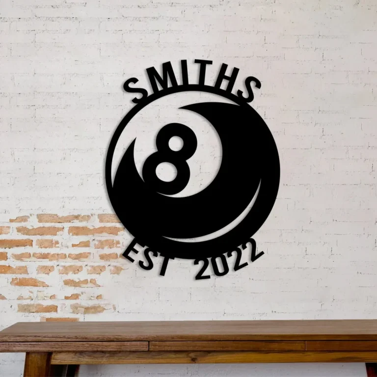 Customized Name And Est Date Billards Ball Metal Sign