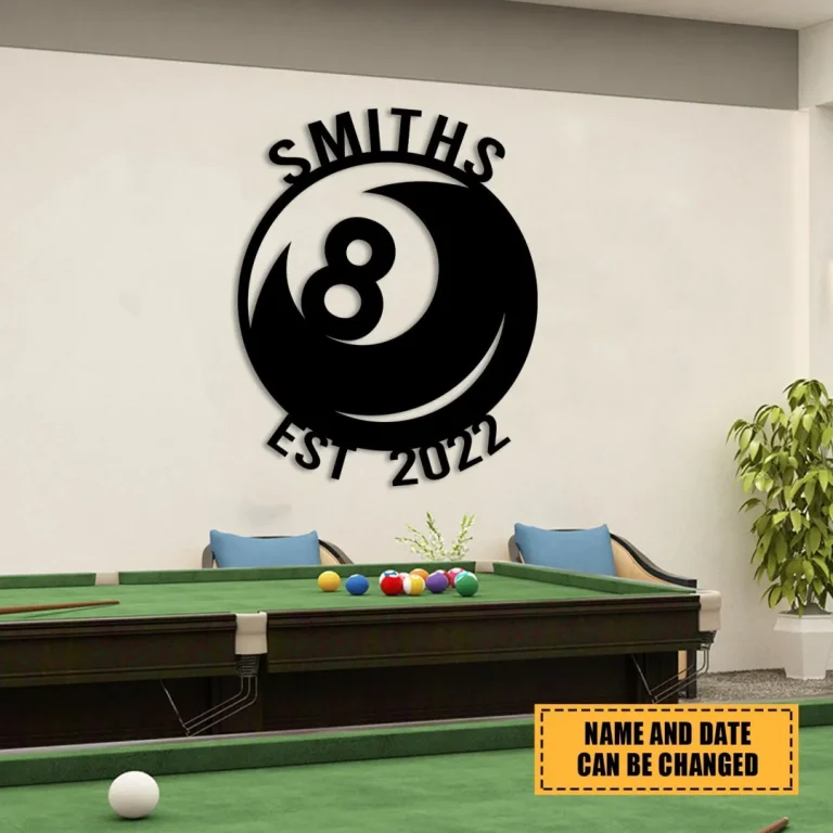 Customized Name And Est Date Billards Ball Metal Sign