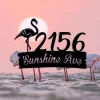 Personalized Address Flamingo Metal Art, Steel Door Hanging