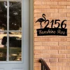 Personalized Address Flamingo Metal Art, Steel Door Hanging