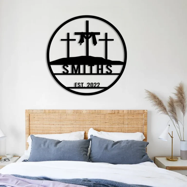 Custom Name Crosses Metal Sign, Jesus Christ Wall Art