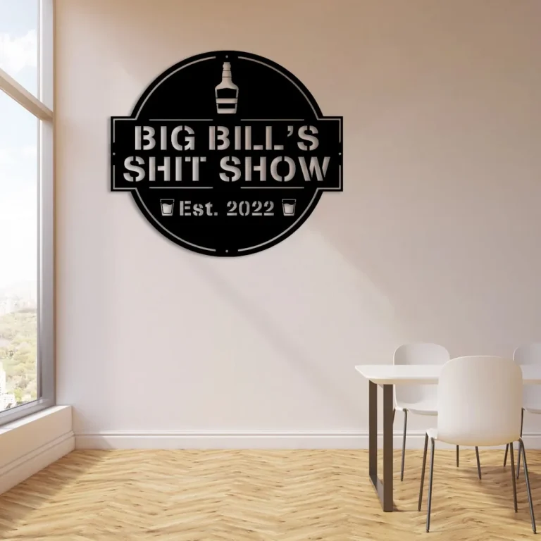 Custom Name Shit Show Funny Metal Art, Man Cave Home Decoration