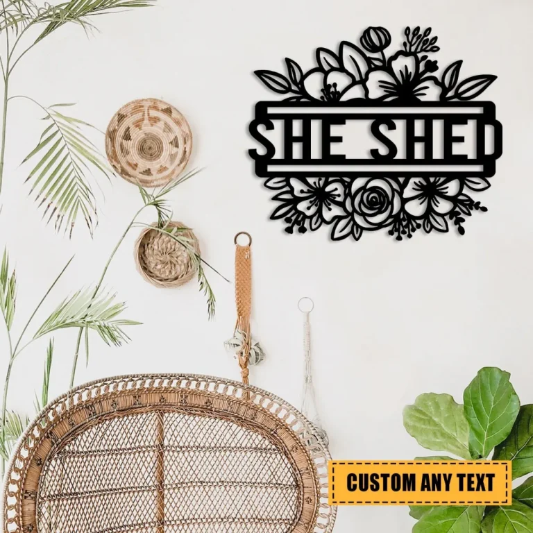 Custom Floral She Shed Metal Art, Gardening Decoration